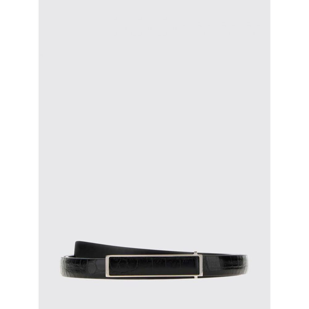 Tom Ford Men Reversible Croc-Effect Leather Belt With Logo Plaque Tom Ford